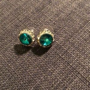 Emerald green costume jewelry earrings